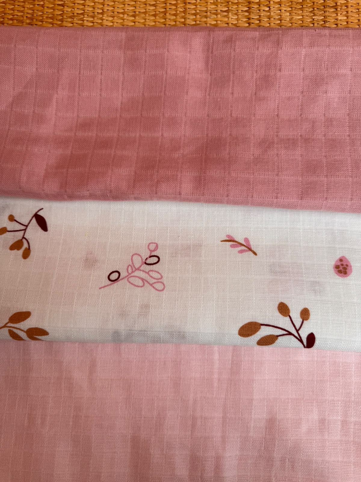 3lü Set - Müslin Örtü - Pudra / Pastel Bahçe / Bebe Pembe
