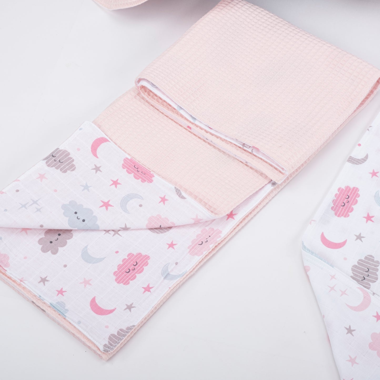 9 Parça Avantajlı Set - Çift Taraflı - Bebe Pembe Petek - Pembe Bulut