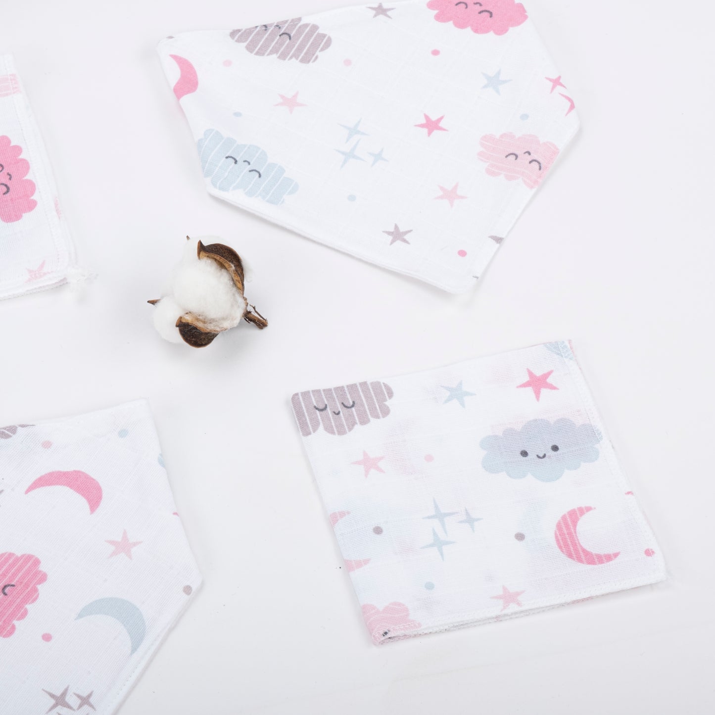9 Parça Avantajlı Set - Çift Taraflı - Bebe Pembe Petek - Pembe Bulut
