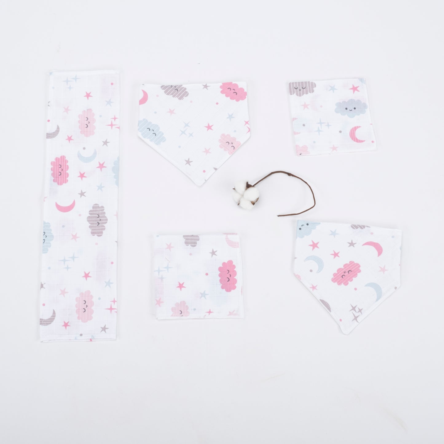 9 Parça Avantajlı Set - Çift Taraflı - Bebe Pembe Petek - Pembe Bulut