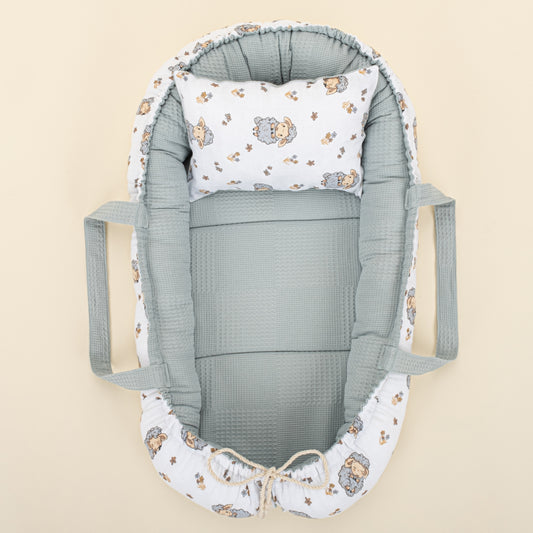 Babynest - Çift Taraflı - Petrol Mavisi Waffle - Kuzular