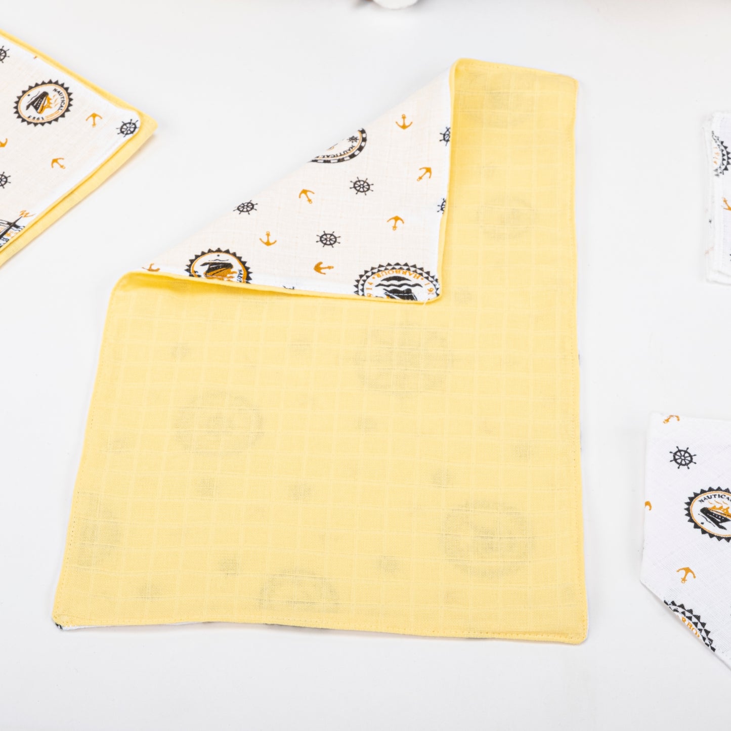 11 Parça Avantajlı Set - Çift Taraflı - Sarı Muslin - Sarı Gemili