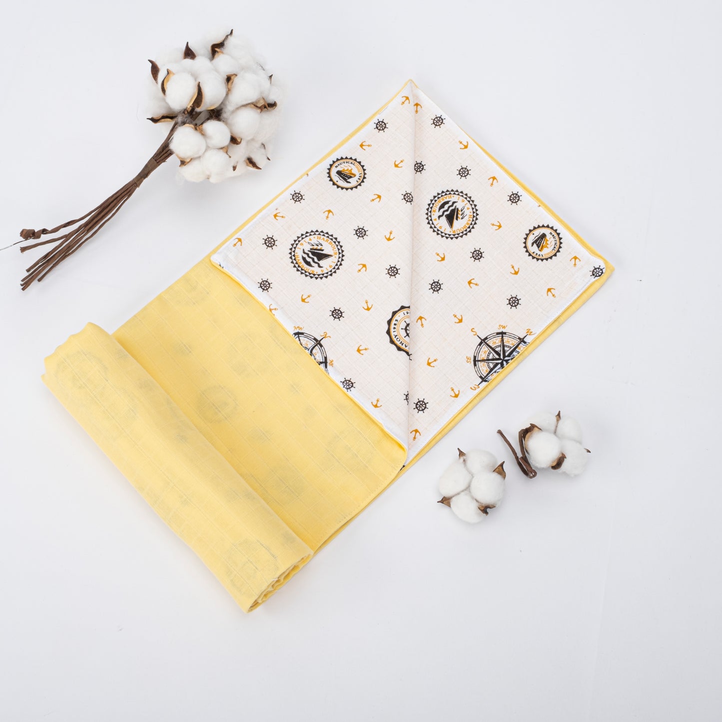11 Parça Avantajlı Set - Çift Taraflı - Sarı Muslin - Sarı Gemili