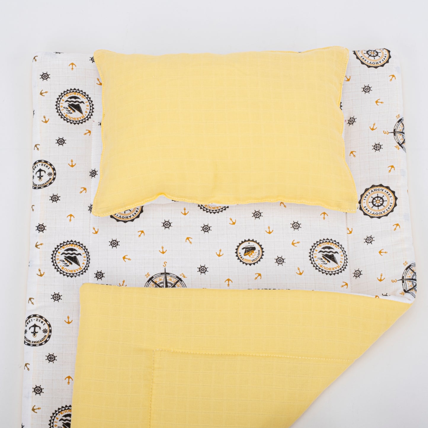 11 Parça Avantajlı Set - Çift Taraflı - Sarı Muslin - Sarı Gemili