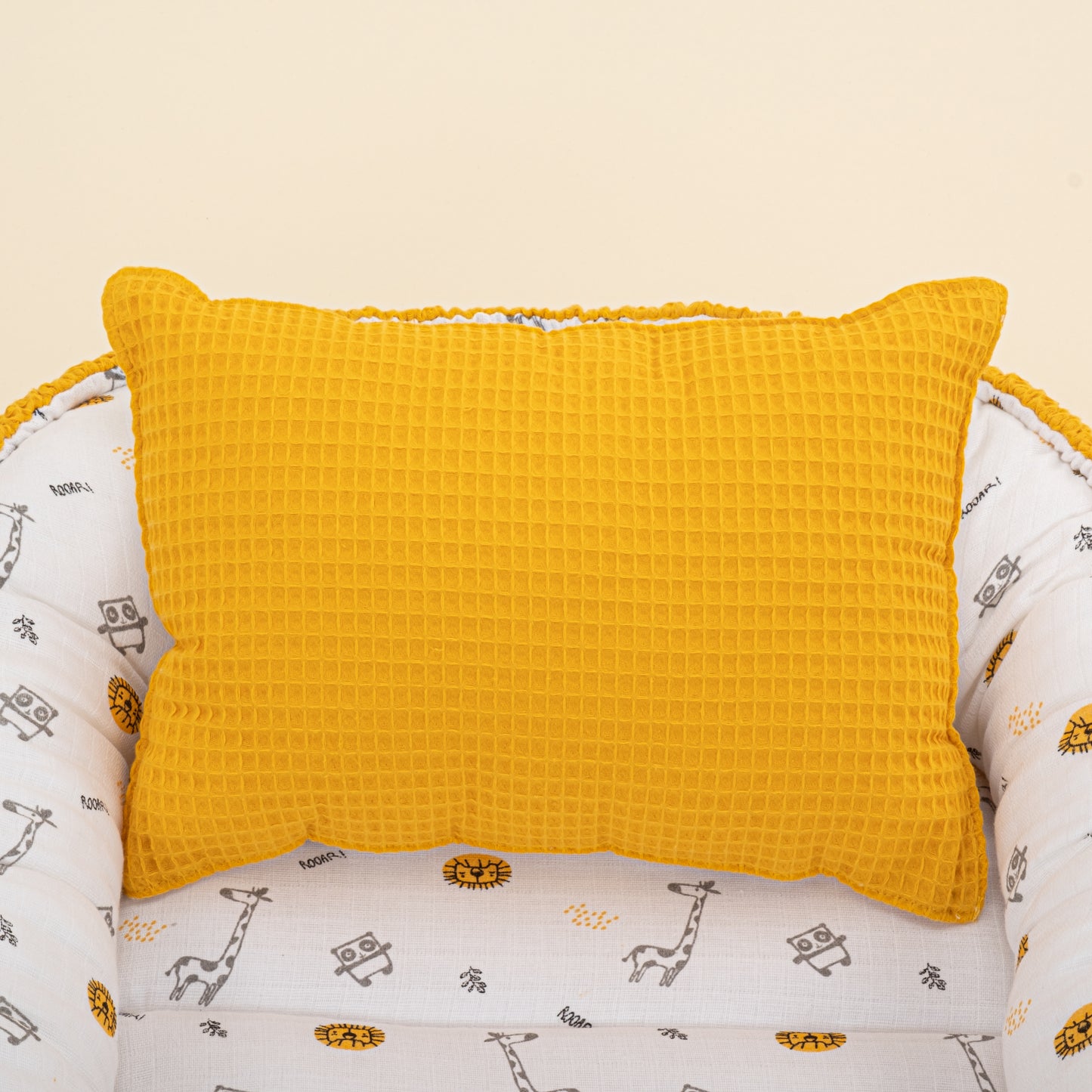 Babynest ve Yastık - Çift Taraflı - Hardal Petek - Zürafa