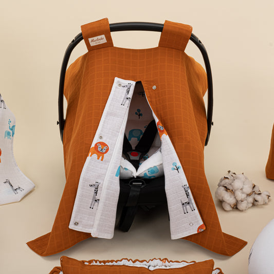 15 Parça Full Set - Çift Taraflı - Kiremit Muslin - Fil
