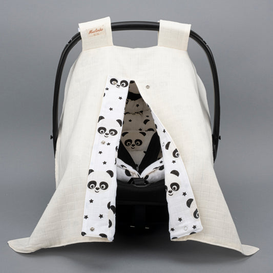 Puset Seti - Çift Taraflı - Krem Muslin - Panda