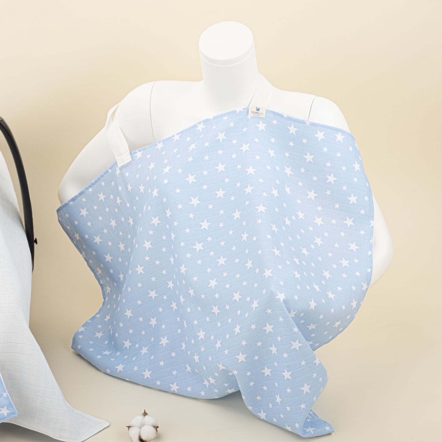11 Parça Avantajlı Set - Çift Taraflı - Krem Muslin - Mavi Minik Yıldızlar