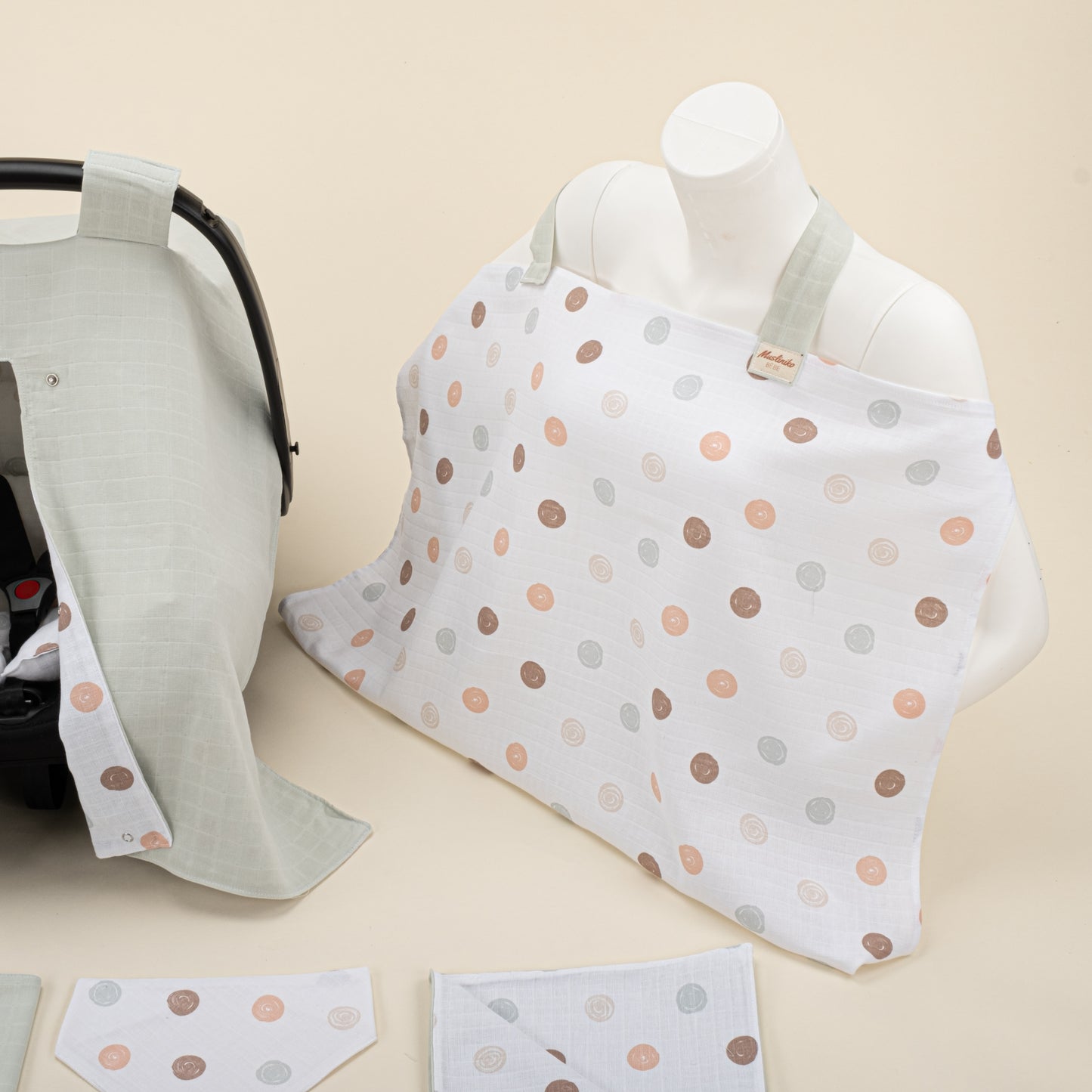 11 Parça Avantajlı Set - Çift Taraflı - Mint Muslin - Puantiye