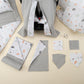 11  Parça Avantajlı Set - Çift Taraflı - Açık Gri Muslin - Kuş