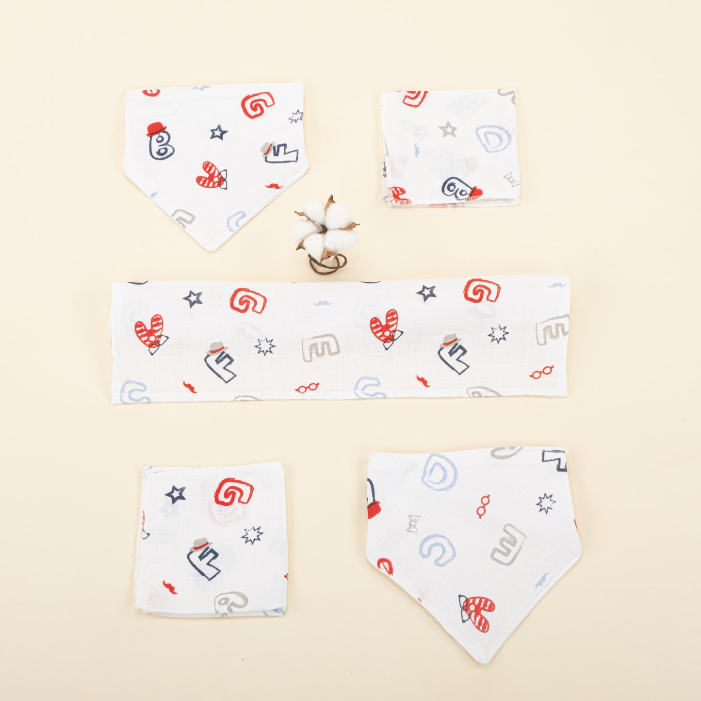 9 Parça Avantajlı Set - Çift Taraflı - Bebe Mavi Petek - Harfli