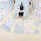 11  Parça Avantajlı Set - Çift Taraflı - Bebe Mavi Muslin - Harfli