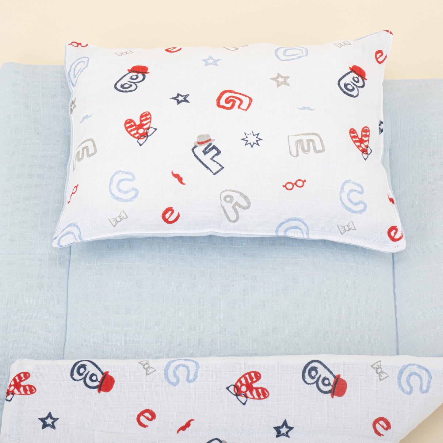 11  Parça Avantajlı Set - Çift Taraflı - Bebe Mavi Muslin - Harfli