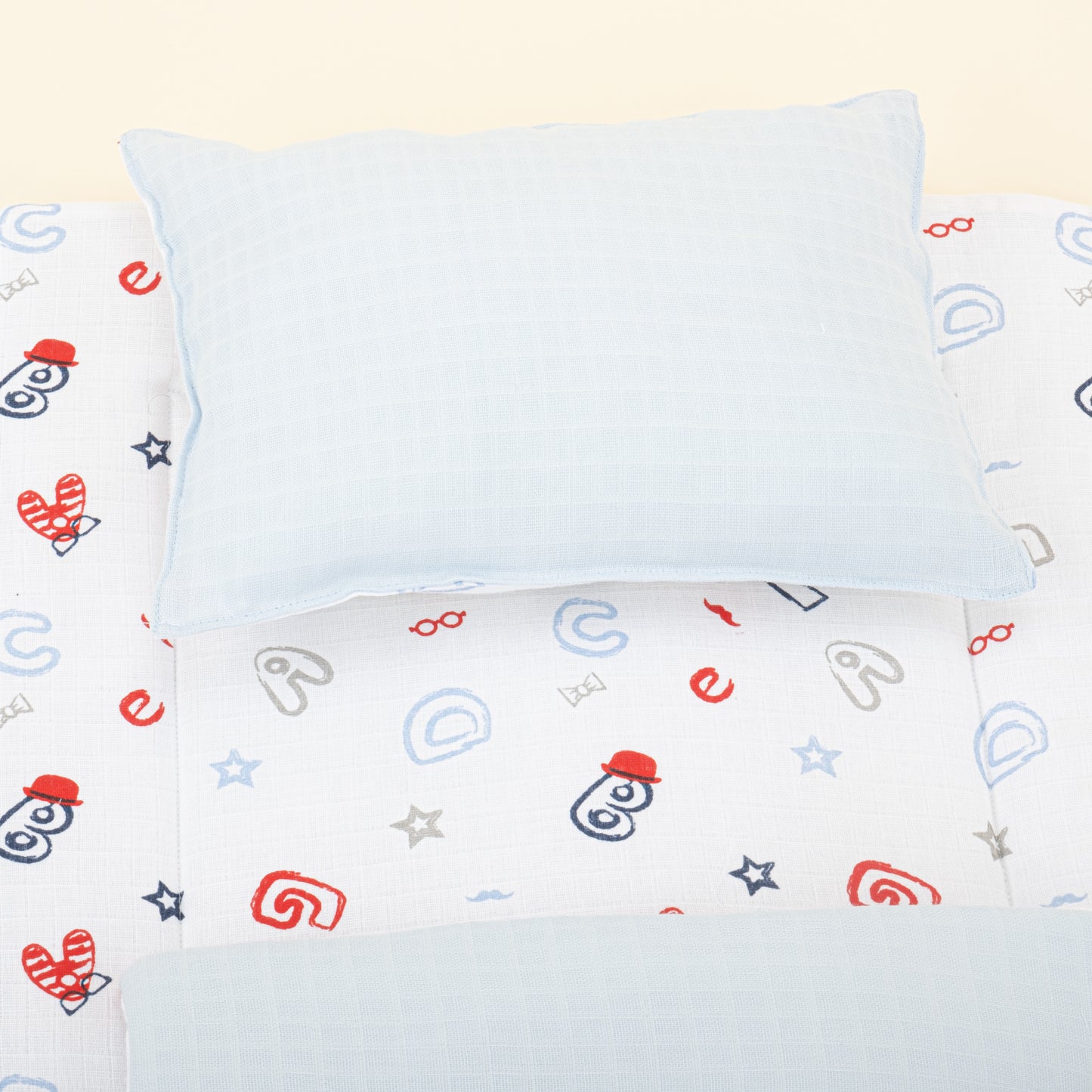 11  Parça Avantajlı Set - Çift Taraflı - Bebe Mavi Muslin - Harfli