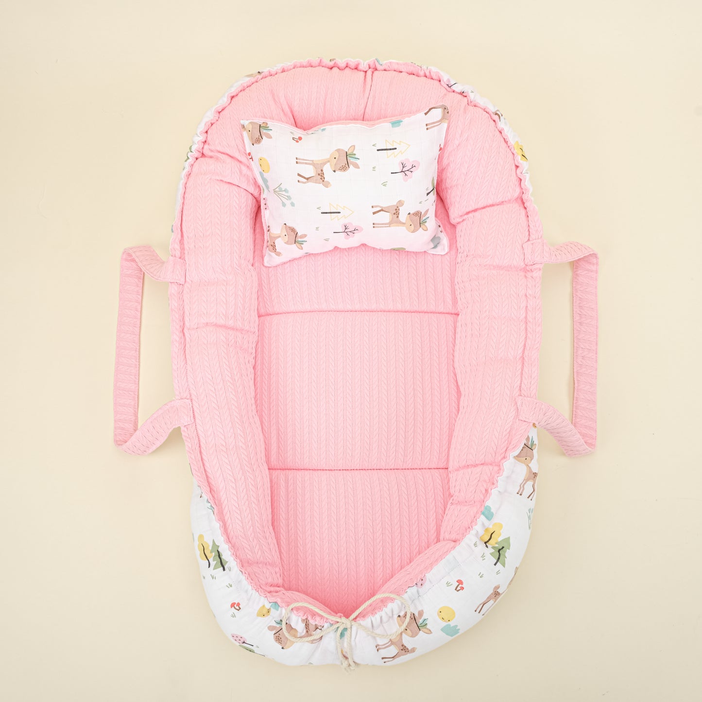 Babynest ve Yastık - Çift Taraflı - Koyu Pembe Örgü - Ceylan