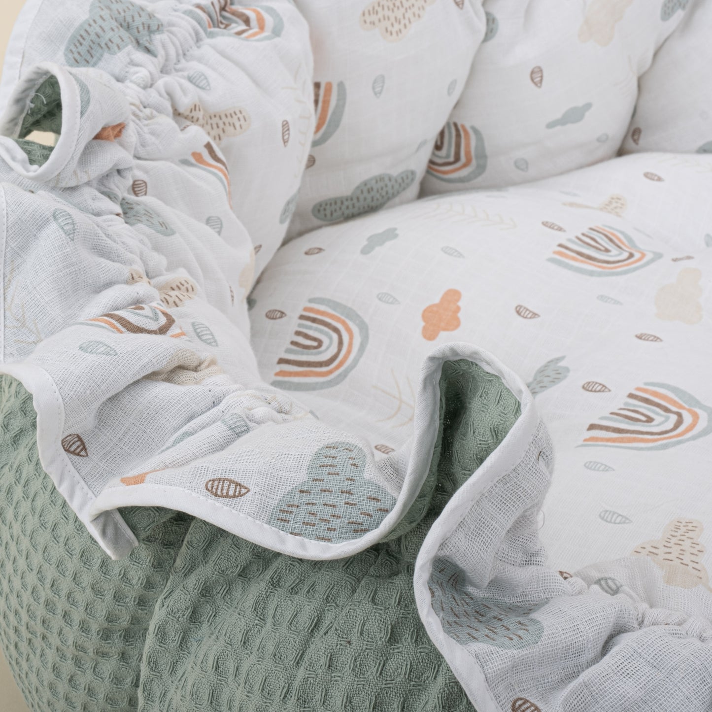 Yuvarlak Babynest - Çift Taraflı - Yeşil Petek - Yeşil Gökkuşağı