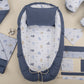 18 Parça Full Set - Çift Taraflı - İndigo Muslin - Mavi Çubuk Bebekler