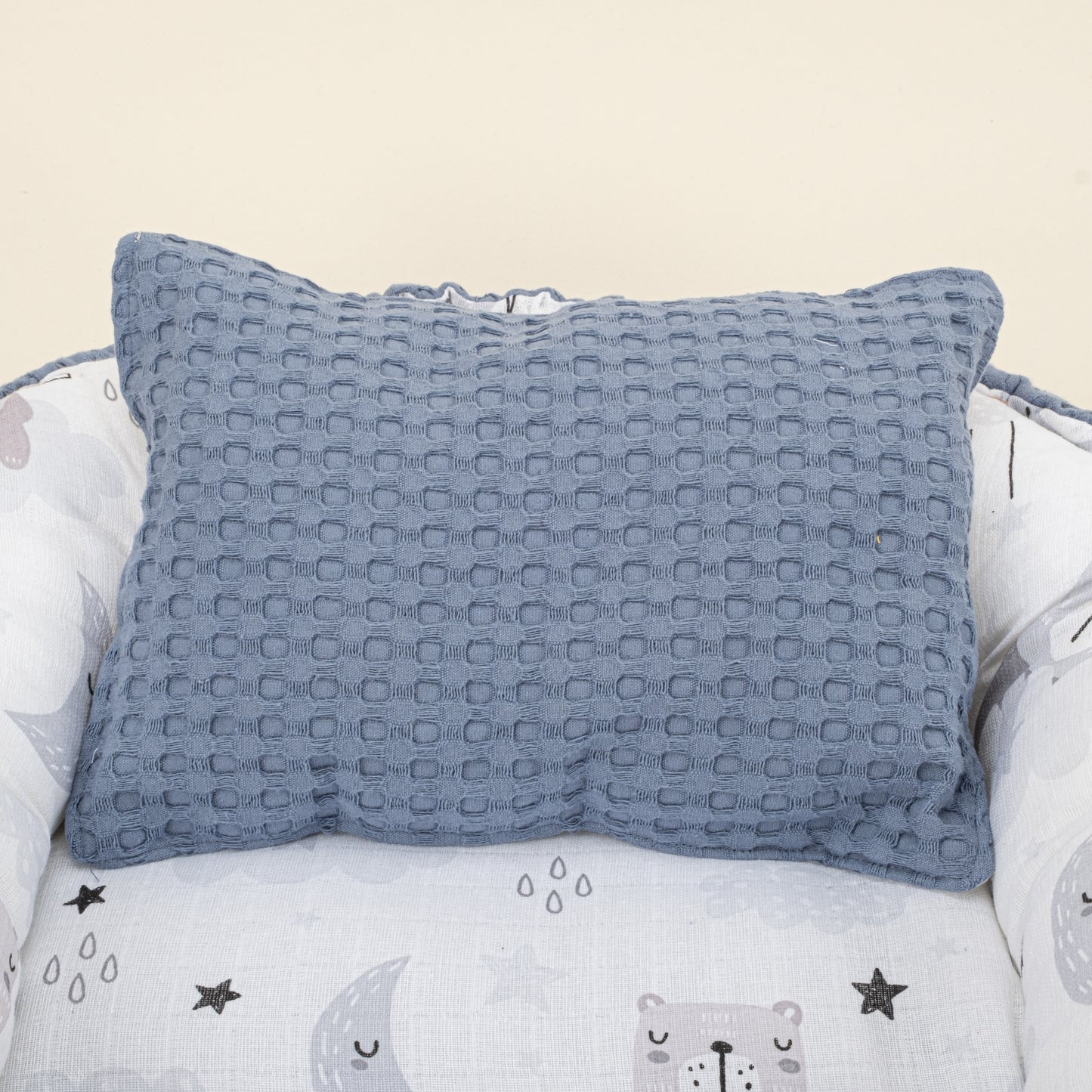 Babynest ve Yastık - Çift Taraflı - Açık İndigo Havuz Pike - Aydede