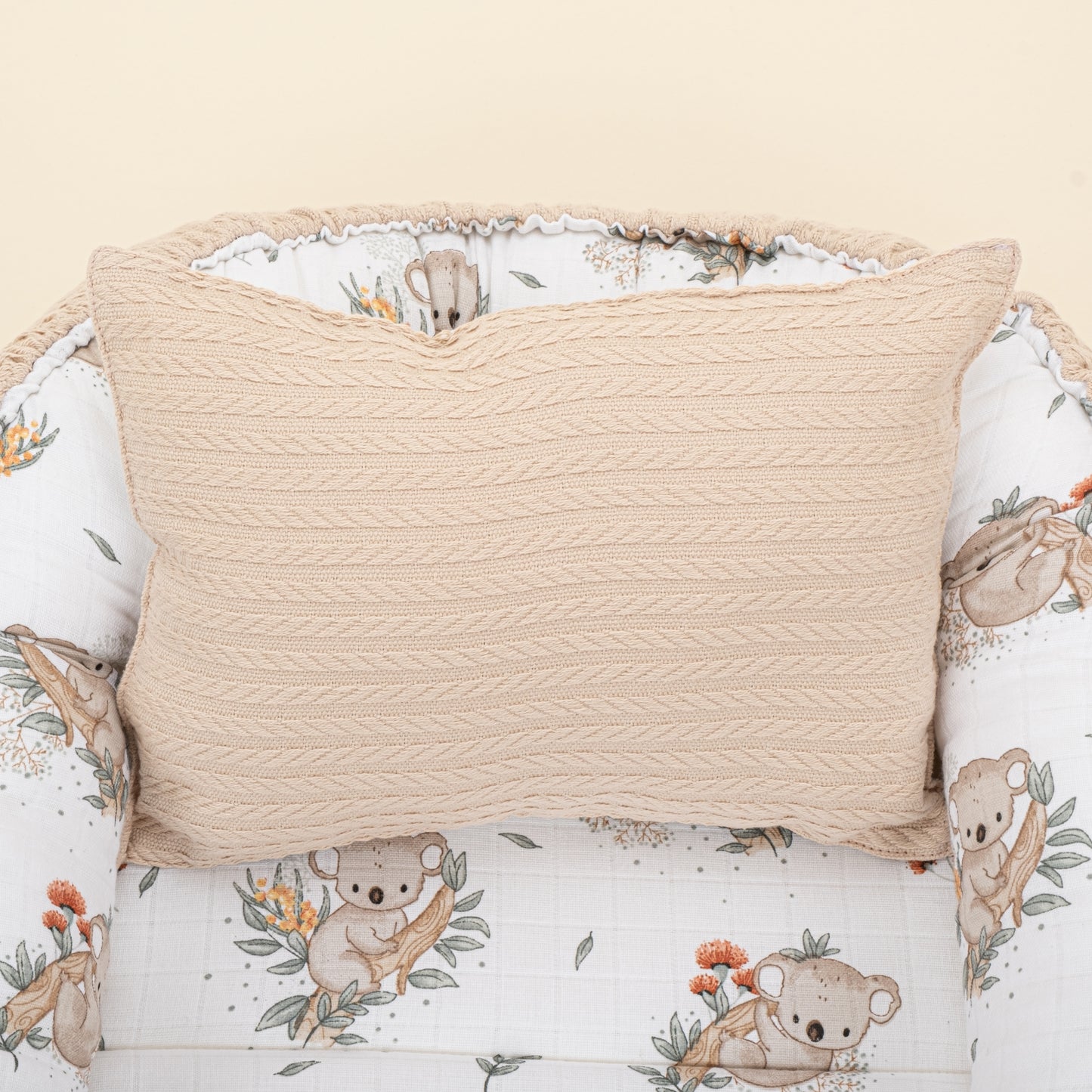 Babynest ve Yastık - Çift Taraflı - Sütlü Kahve Örgü - Koala