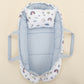 Babynest ve Yastık - Çift Taraflı - Bebe Mavi Petek - Mavi Kedi